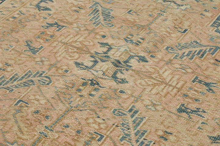 7x10 Beige Antique Persian Heriz Rug - 50041