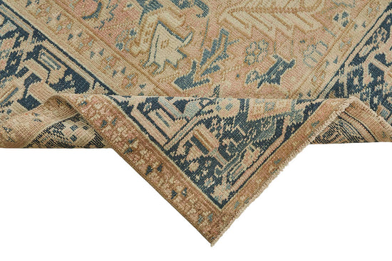 7x10 Beige Antique Persian Heriz Rug - 50041