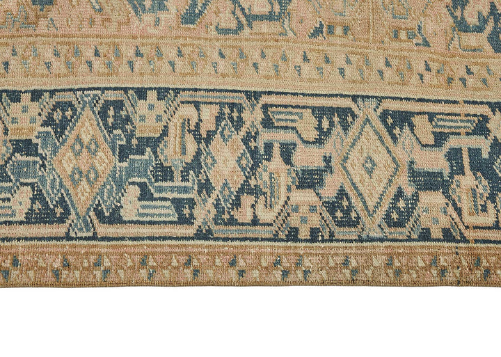 7x10 Beige Antique Persian Heriz Rug - 50041