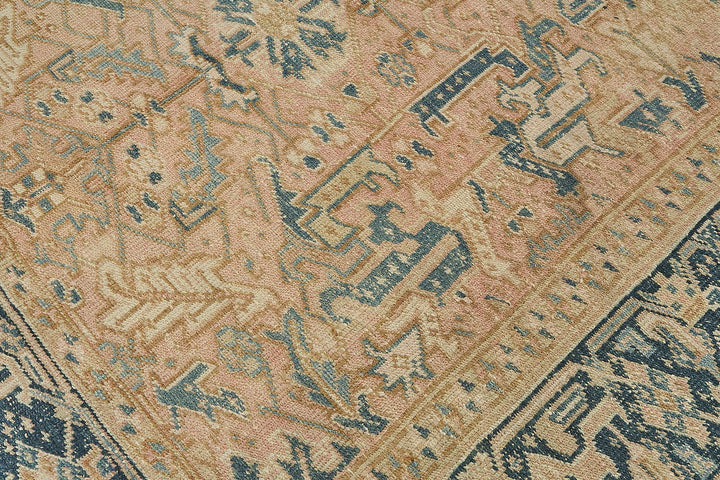 7x10 Beige Antique Persian Heriz Rug - 50041