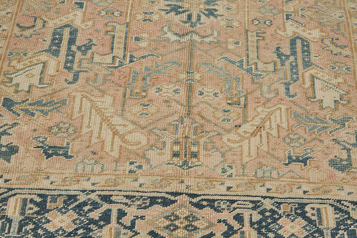 7x10 Beige Antique Persian Heriz Rug - 50041