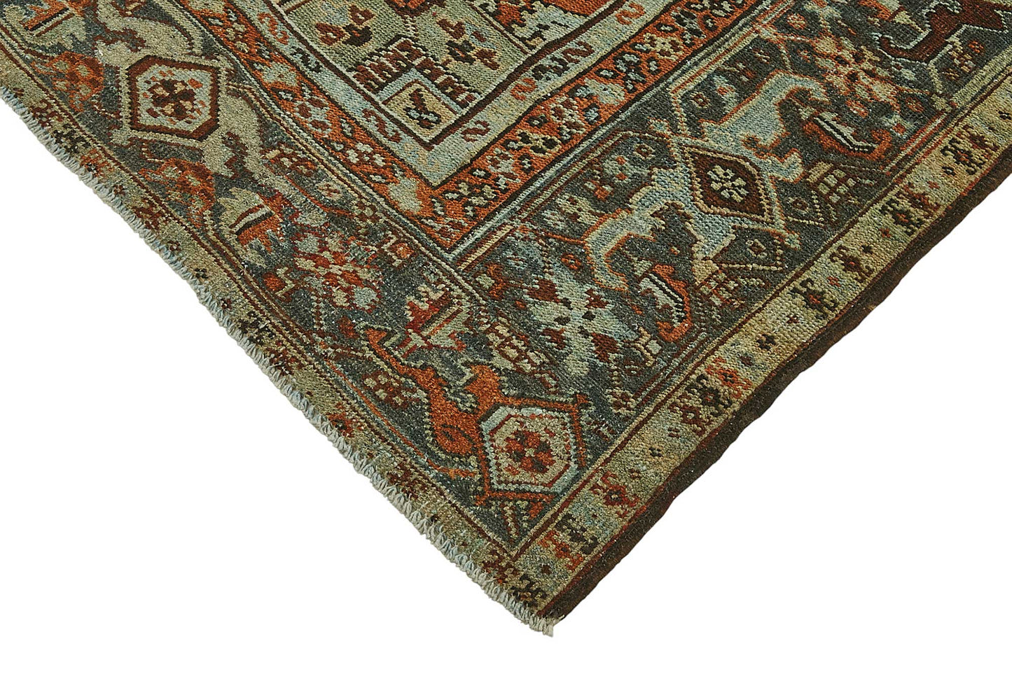 7x11 Beige Antique Persian Heriz Rug - 50042