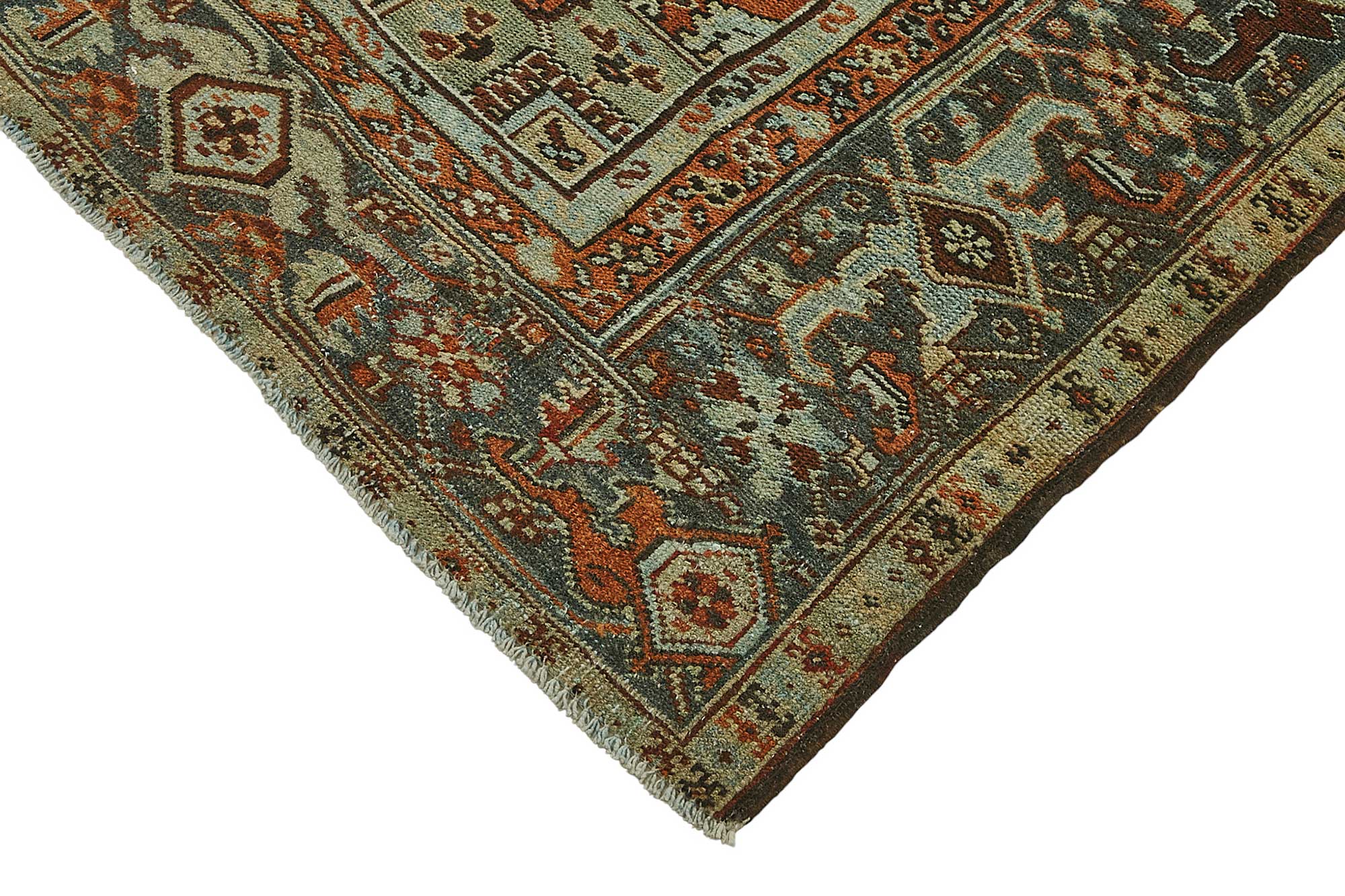 7x11 Beige Antique Persian Heriz Rug - 50042