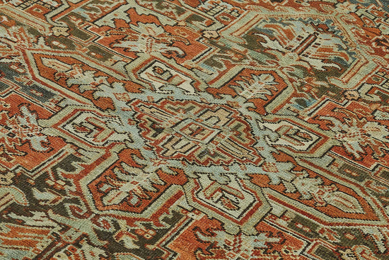 7x11 Beige Antique Persian Heriz Rug - 50042