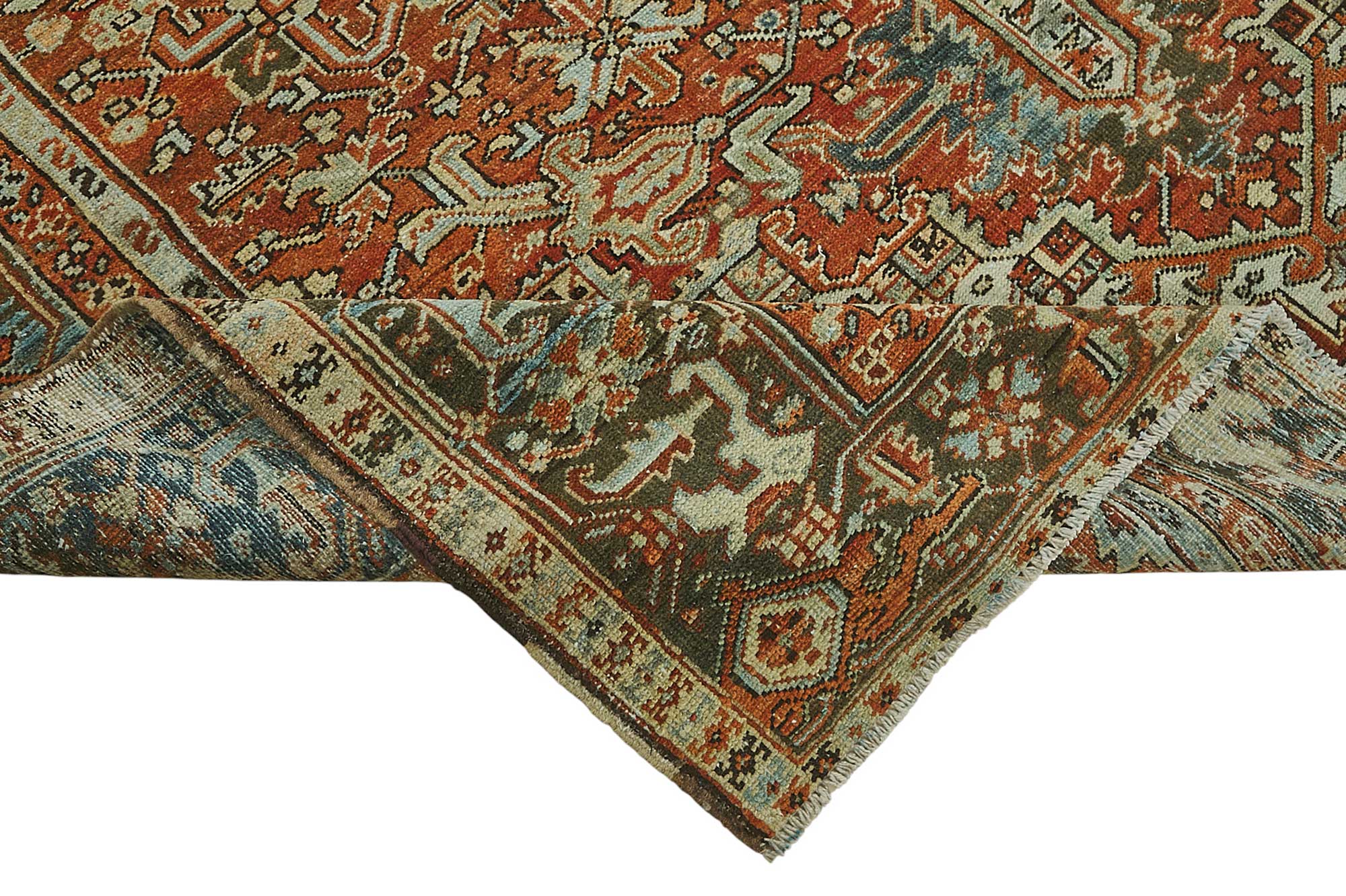 7x11 Beige Antique Persian Heriz Rug - 50042