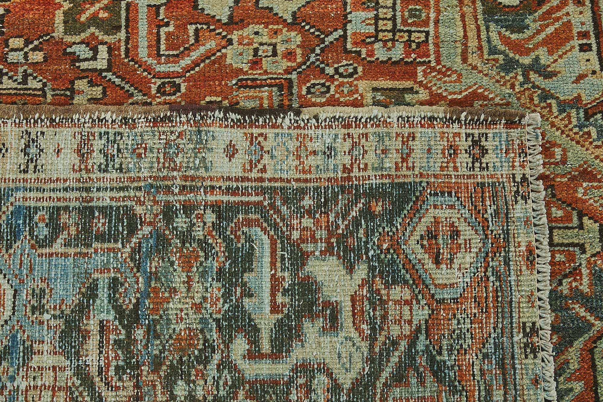 7x11 Beige Antique Persian Heriz Rug - 50042