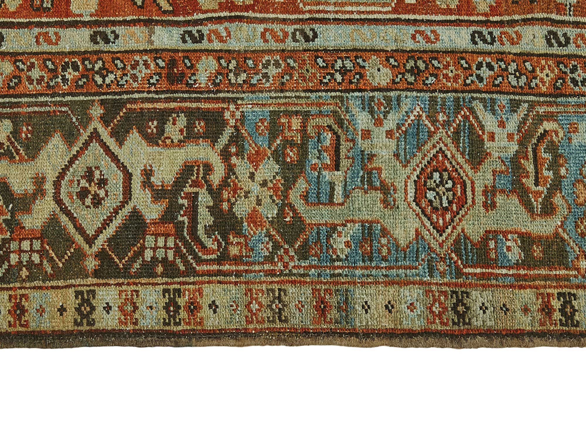 7x11 Beige Antique Persian Heriz Rug - 50042