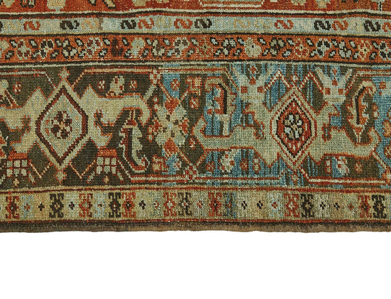 7x11 Beige Antique Persian Heriz Rug - 50042