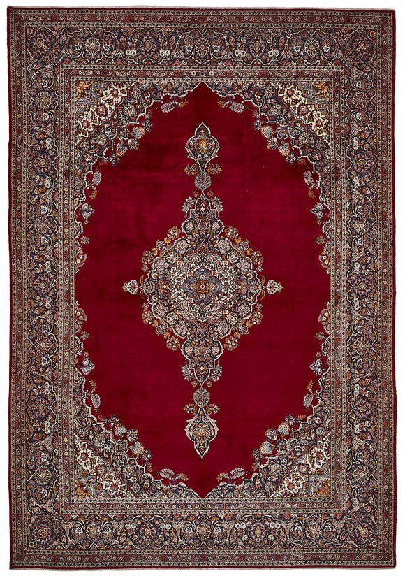 9x13 Antique Persian Kashan Rug - 50053