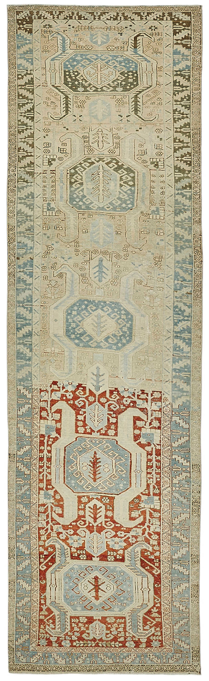 4x15 Antique Persian Heriz Rug - 50063