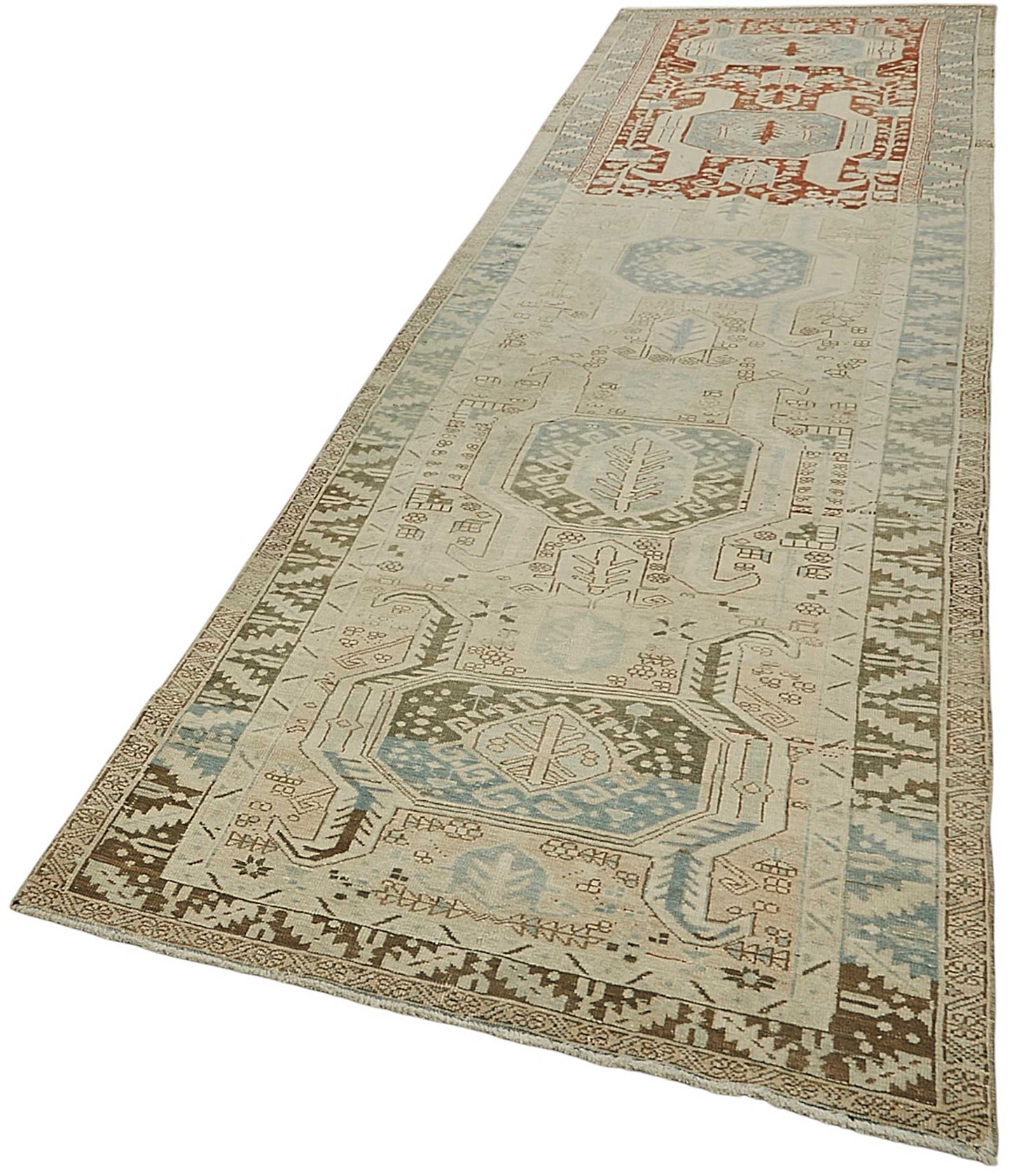 4x15 Antique Persian Heriz Rug - 50063