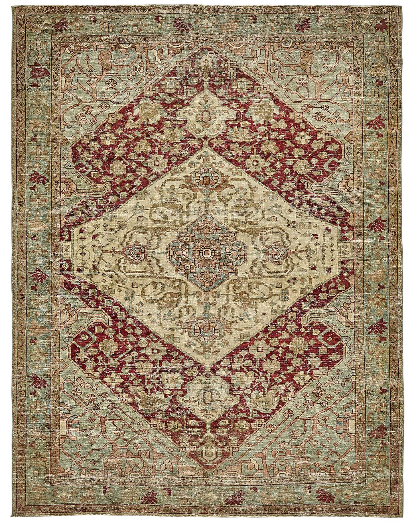7x9 Antique Persian Heriz Rug - 50076