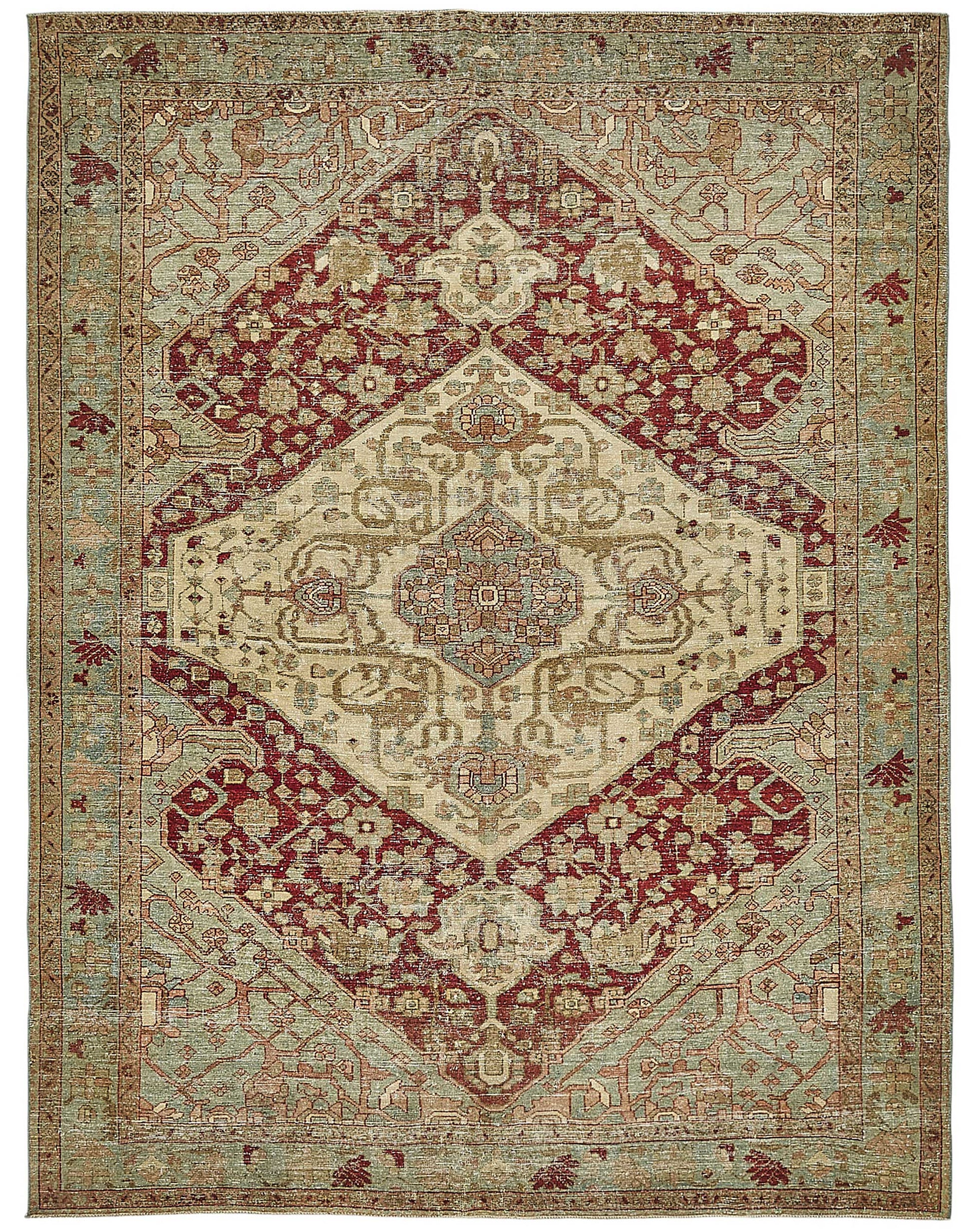 7x9 Antique Persian Heriz Rug - 50076