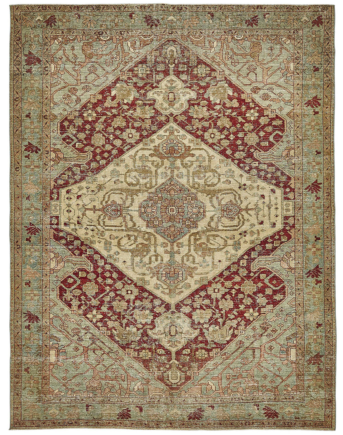 7x9 Antique Persian Heriz Rug - 50076