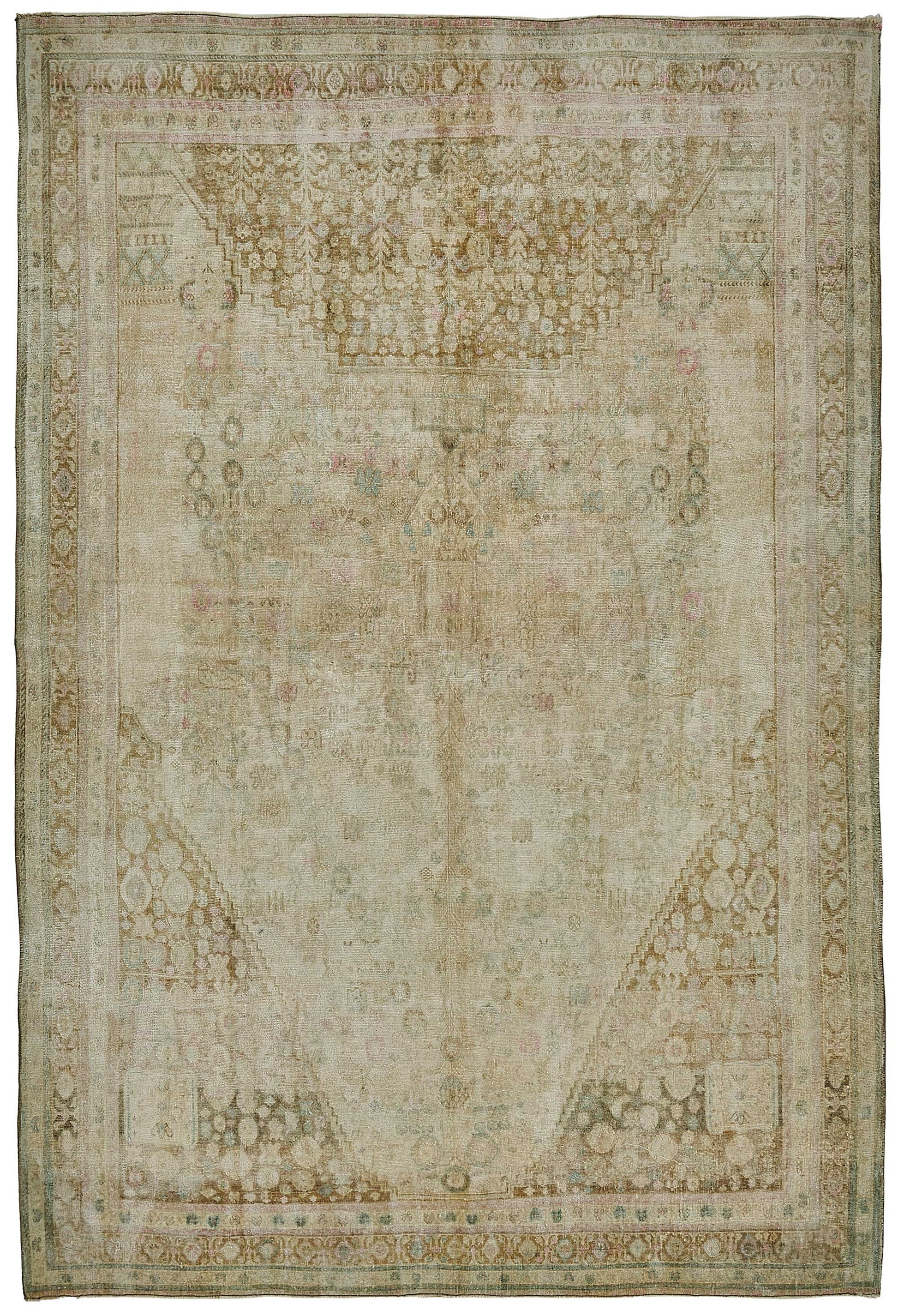 7x10 Beige Antique Persian Bakhtiari Rug - 50112