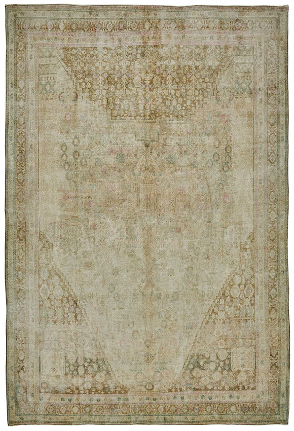 7x10 Beige Antique Persian Bakhtiari Rug - 50112