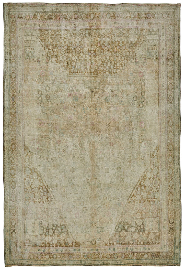 7x10 Beige Antique Persian Bakhtiari Rug - 50112