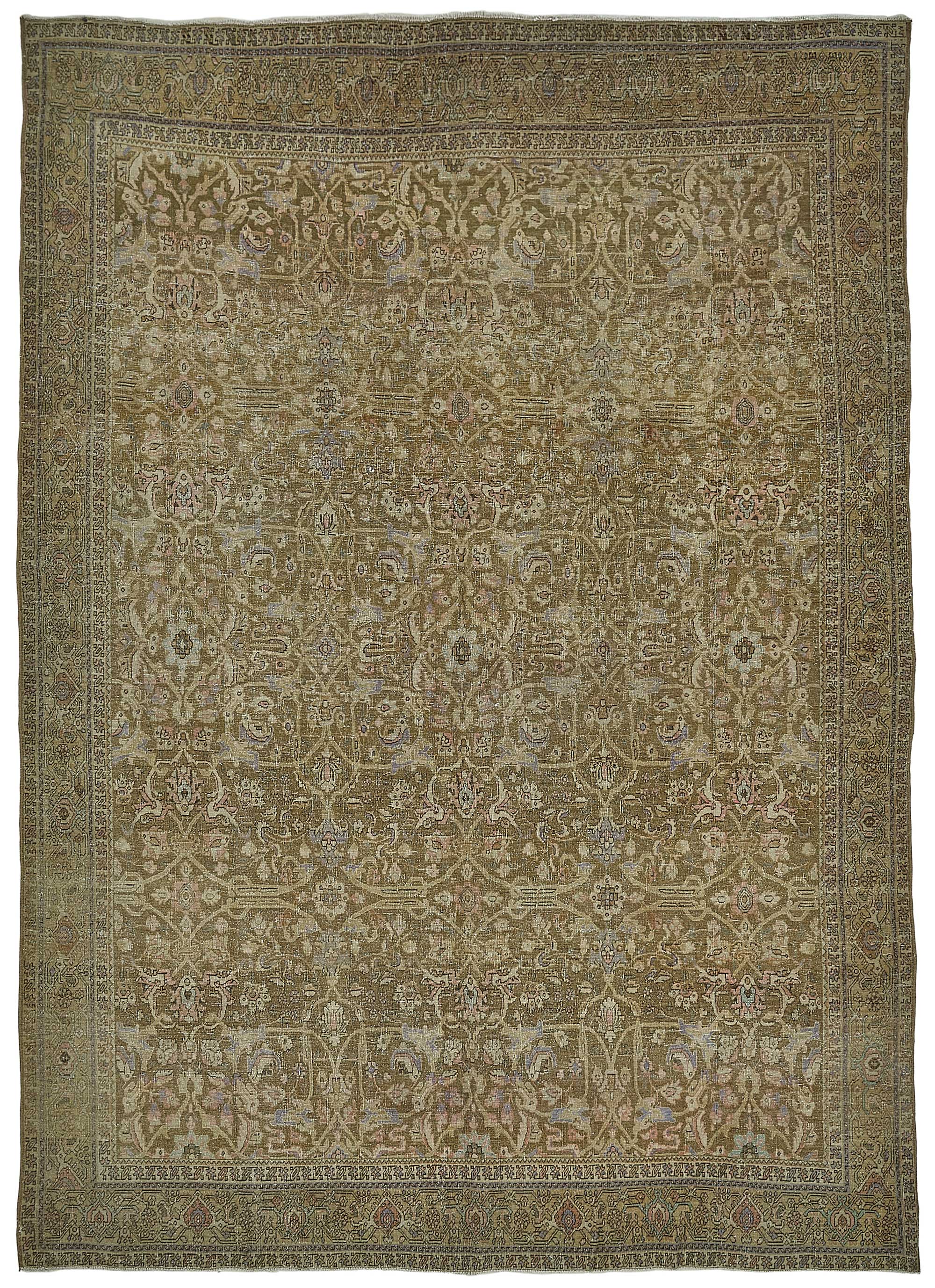 7x9 Beige Antique Persian Bijar Rug - 50113