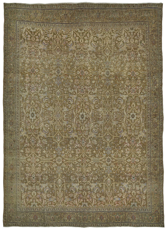 7x9 Beige Antique Persian Bijar Rug - 50113