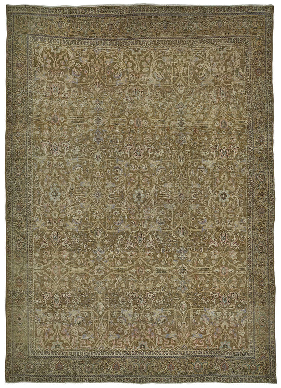 7x9 Beige Antique Persian Bijar Rug - 50113