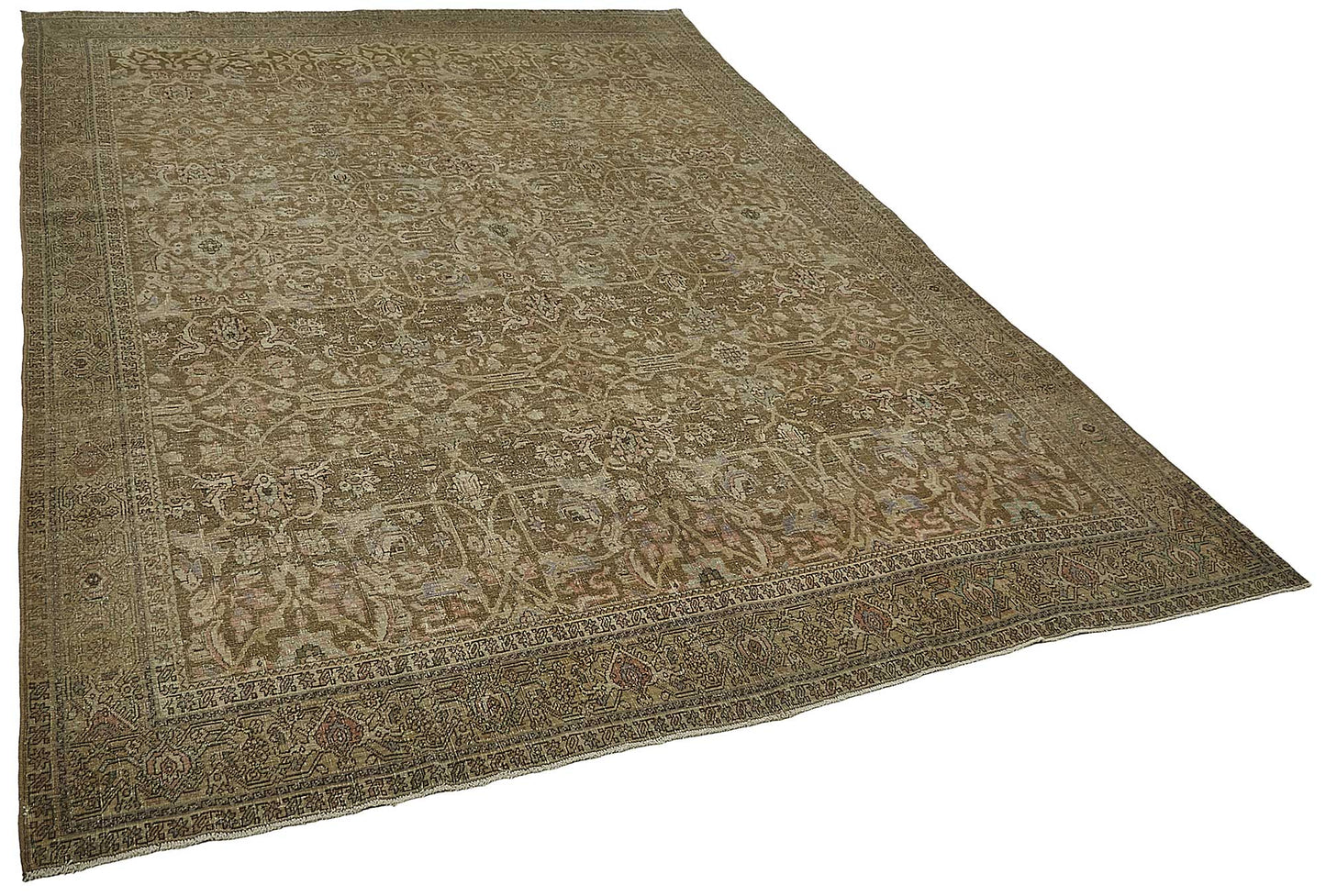 7x9 Beige Antique Persian Bijar Rug - 50113