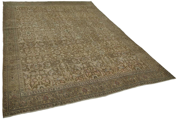 7x9 Beige Antique Persian Bijar Rug - 50113