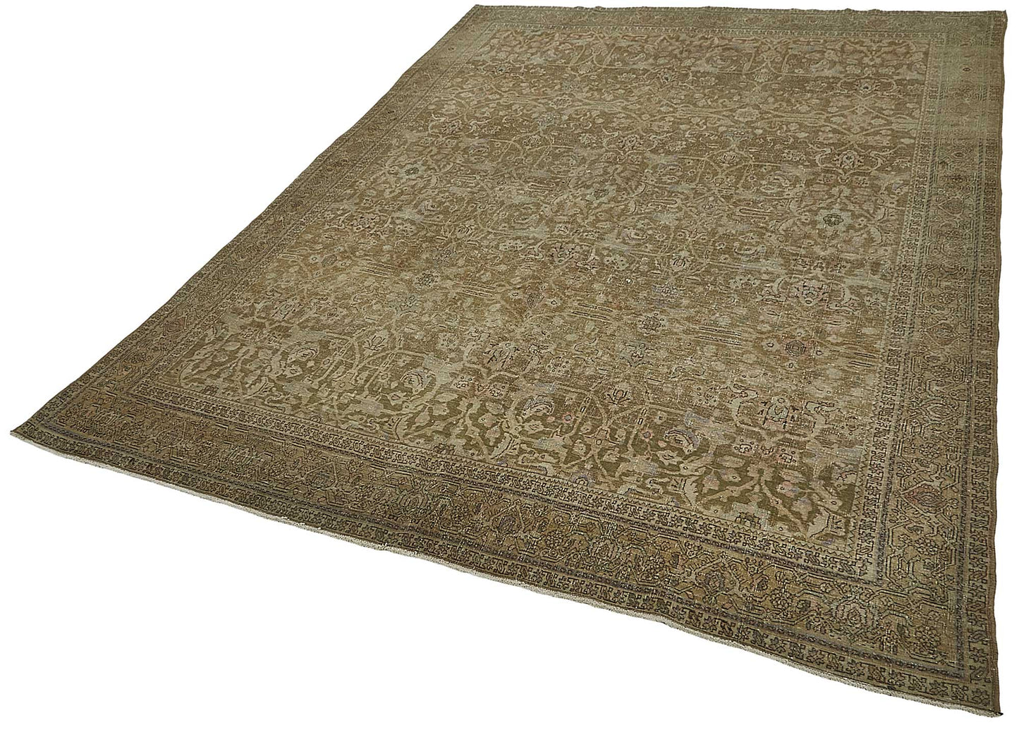 7x9 Beige Antique Persian Bijar Rug - 50113