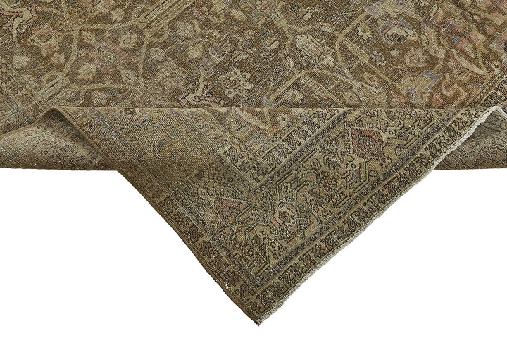 7x9 Beige Antique Persian Bijar Rug - 50113