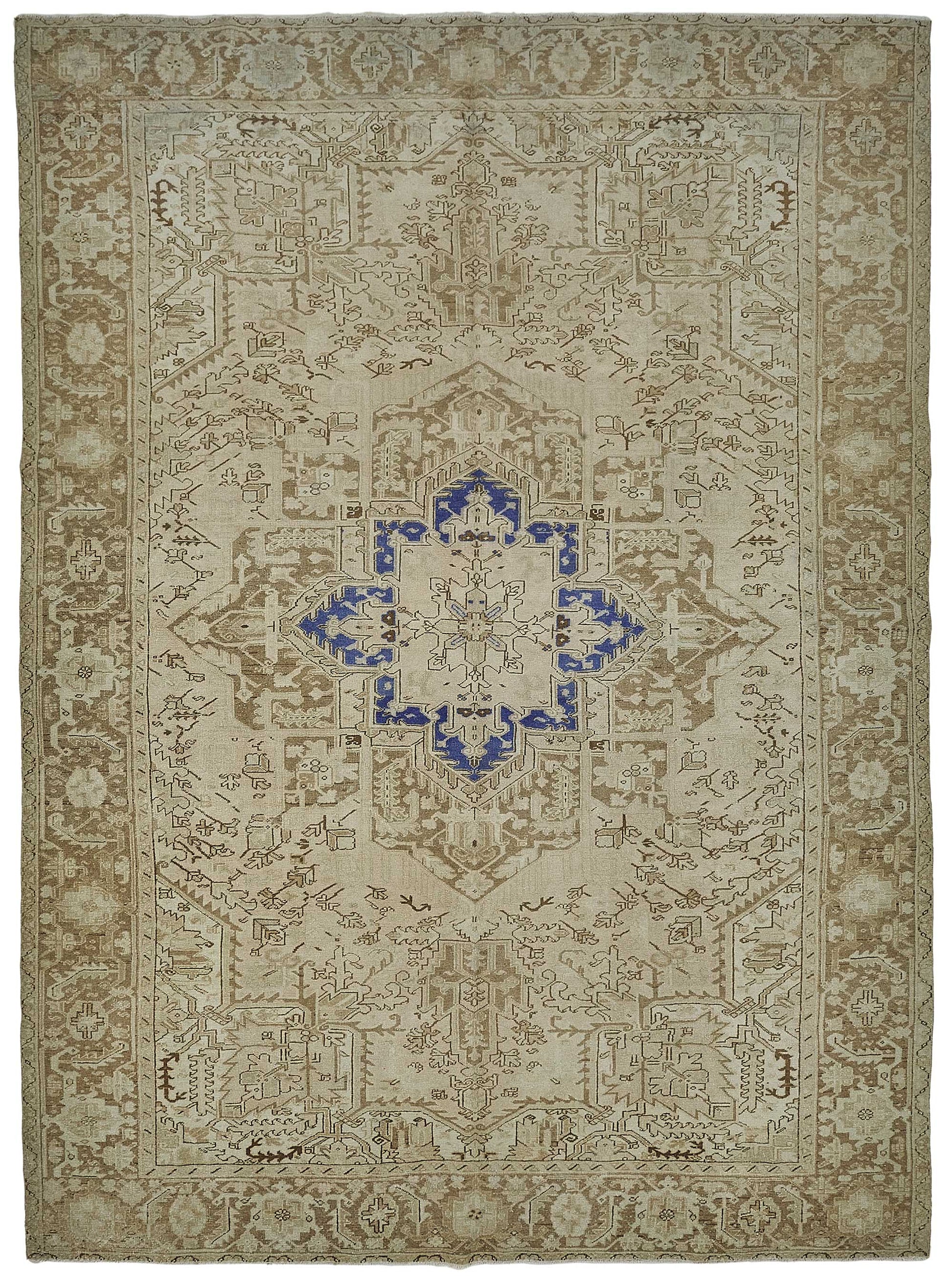 9x13 Beige Antique Persian Heriz Rug - 50114