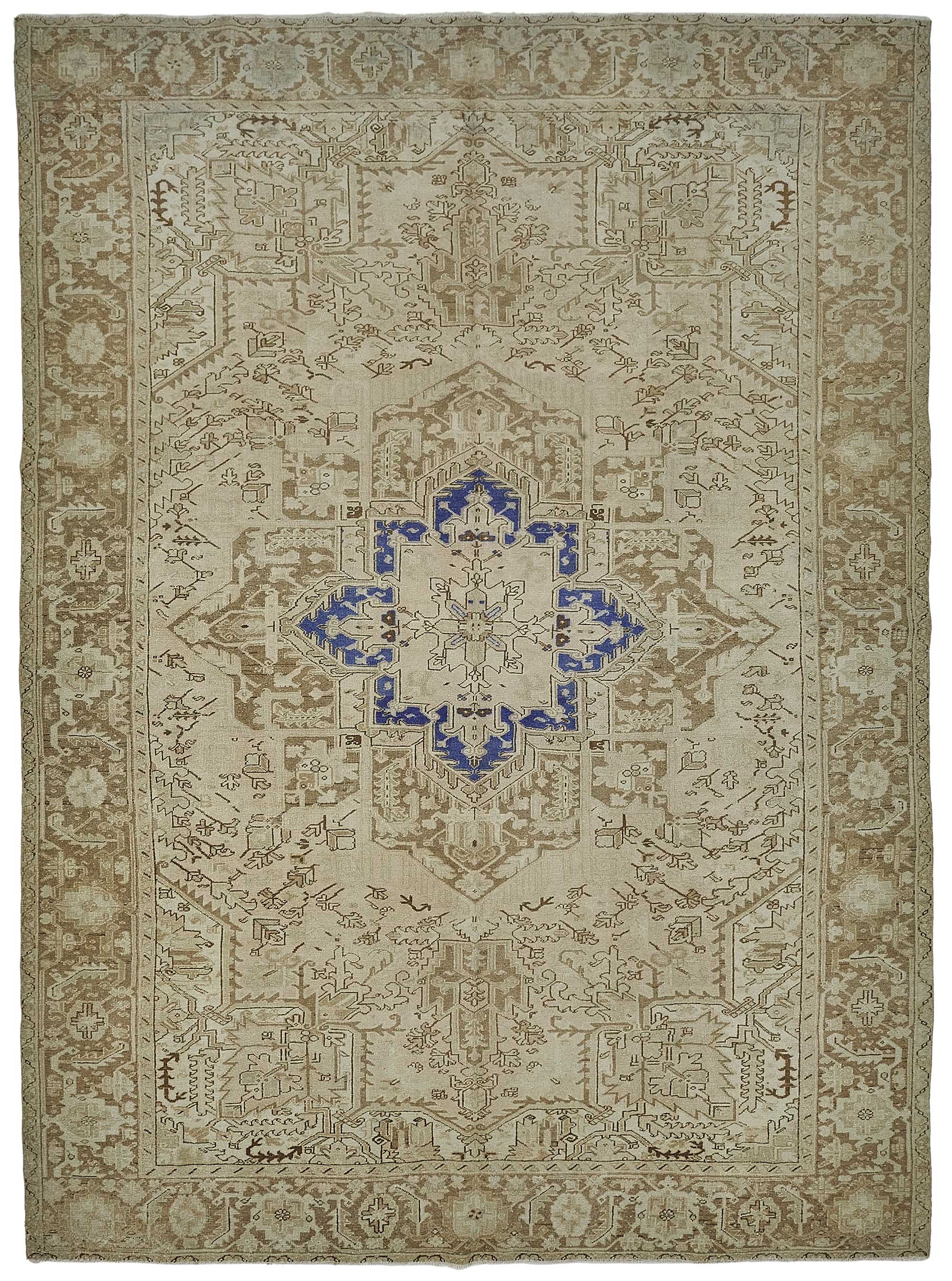 9x13 Beige Antique Persian Heriz Rug - 50114