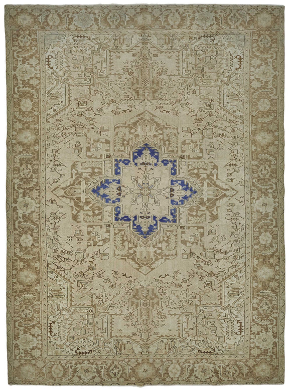 9x13 Beige Antique Persian Heriz Rug - 50114