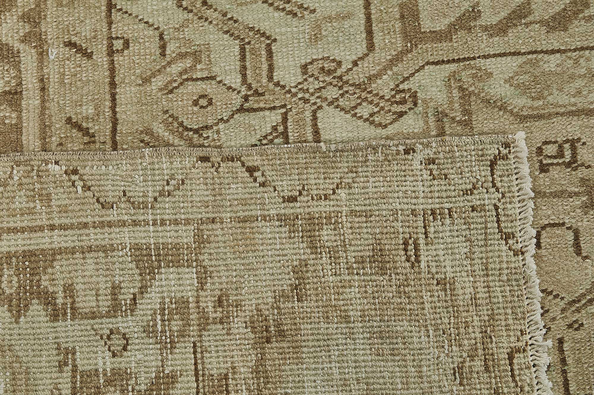 9x13 Beige Antique Persian Heriz Rug - 50114