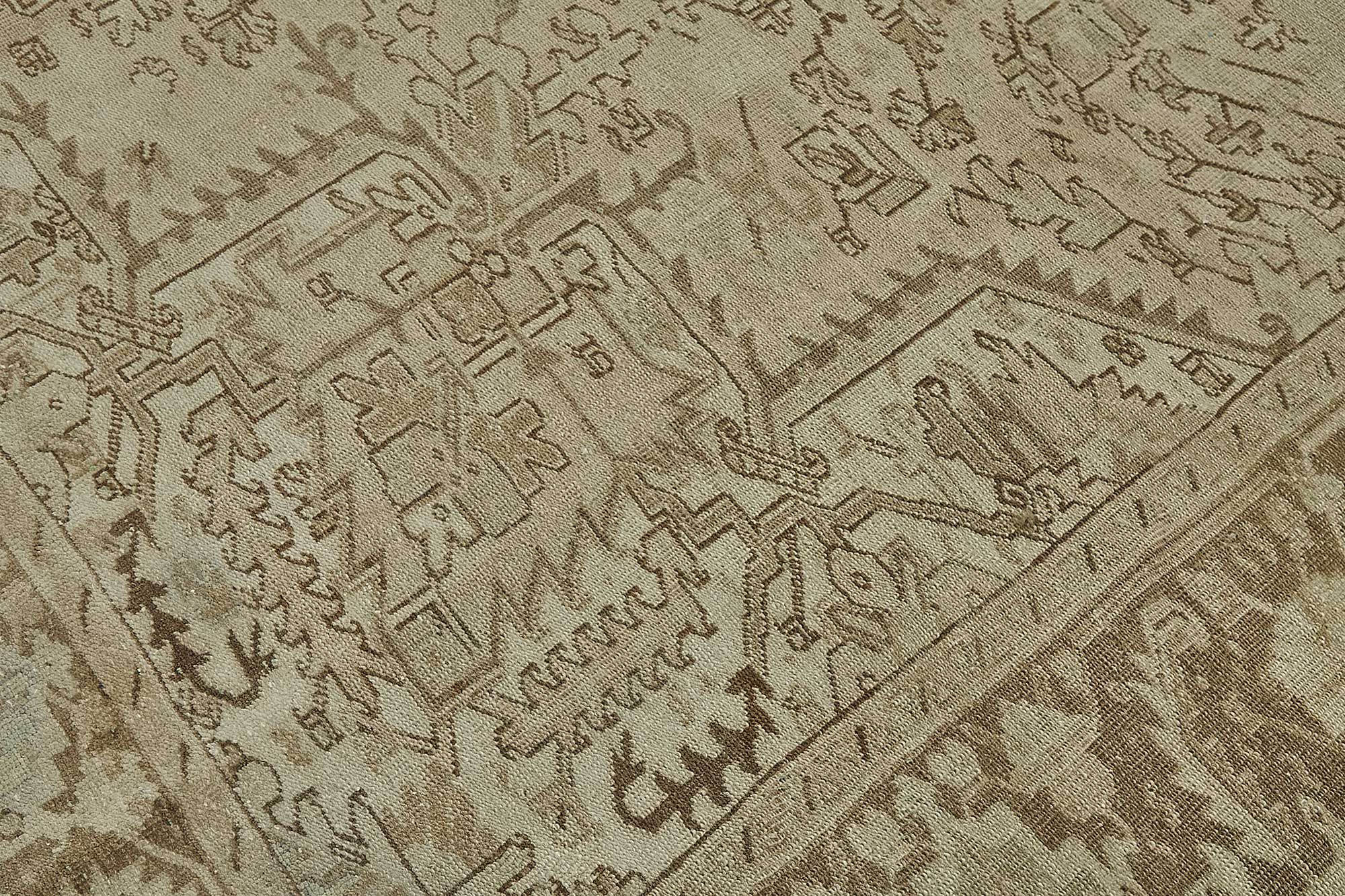 9x13 Beige Antique Persian Heriz Rug - 50114