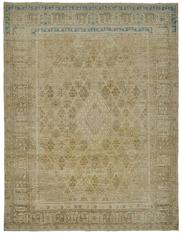 10x13 Beige Antique Persian Joshaghan Rug - 50115