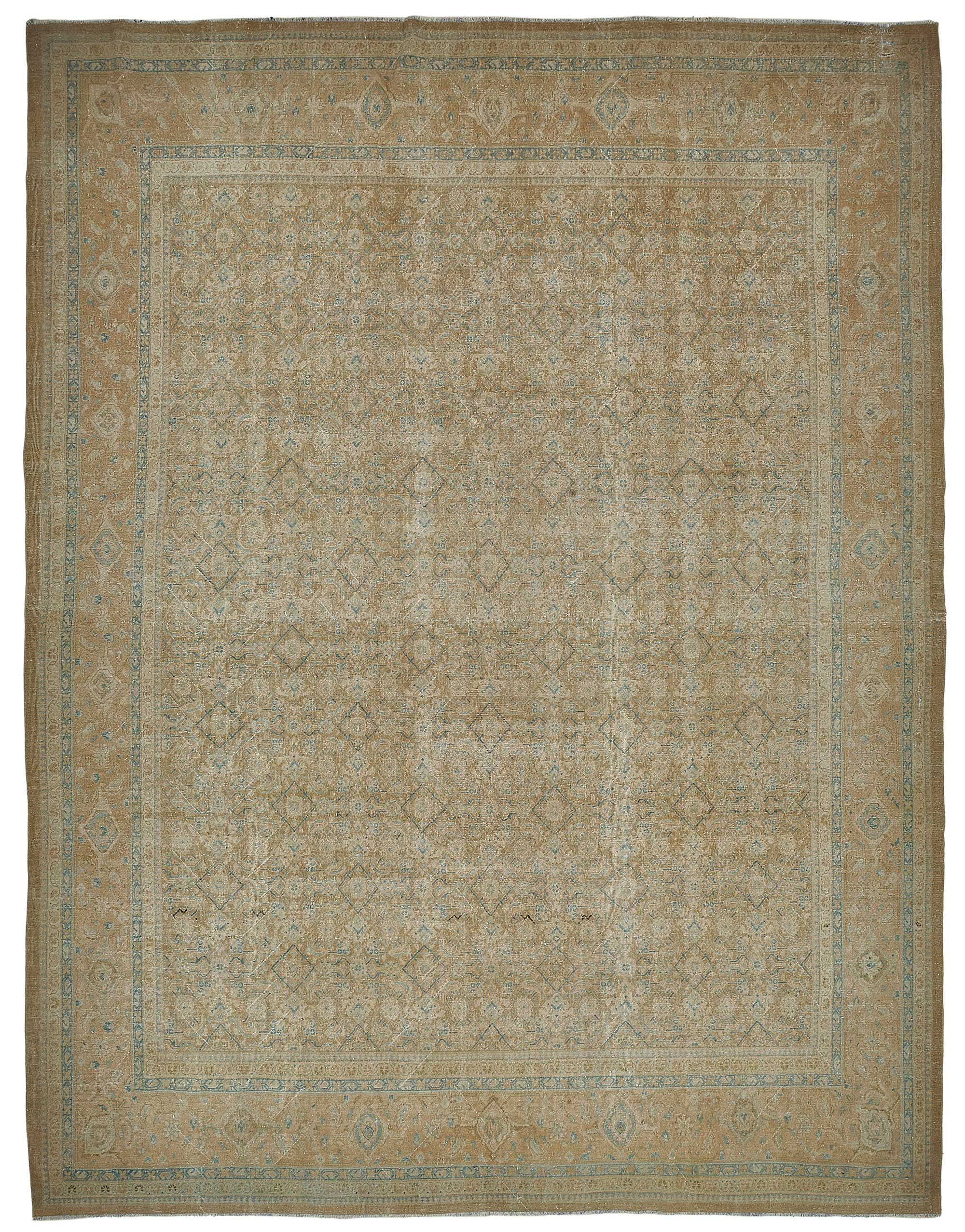 11x14 Beige Antique Persian Tabriz Rug - 50116