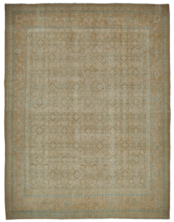 11x14 Beige Antique Persian Tabriz Rug - 50116