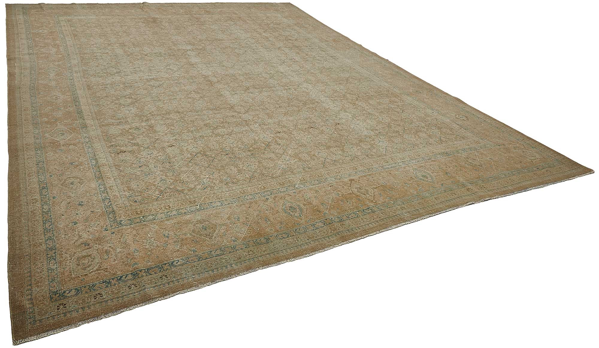 11x14 Beige Antique Persian Tabriz Rug - 50116