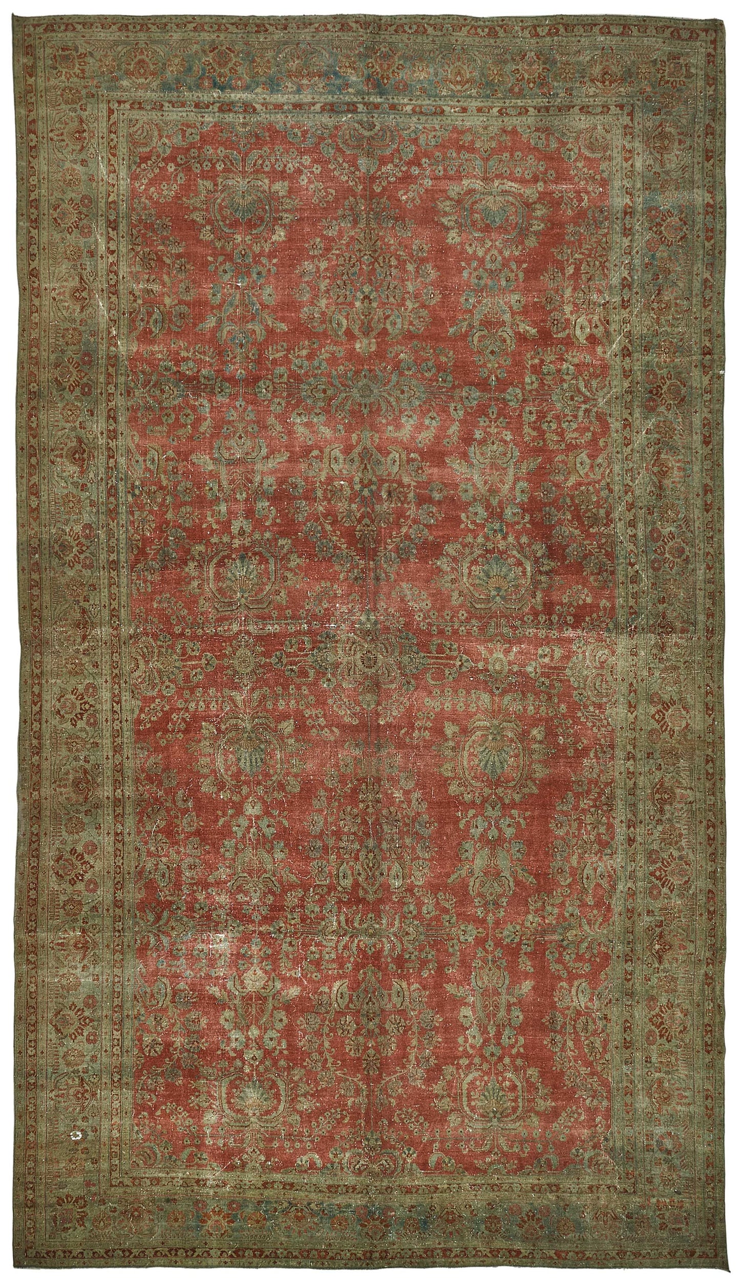 12x21 Beige Antique Persian Saruk Rug - 50117