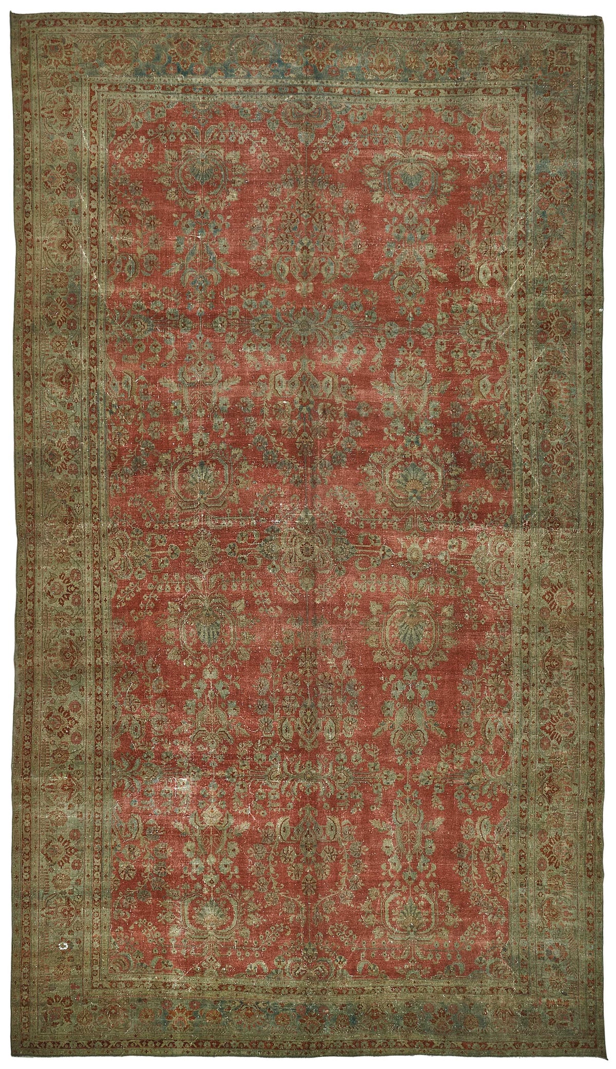 12x21 Beige Antique Persian Saruk Rug - 50117