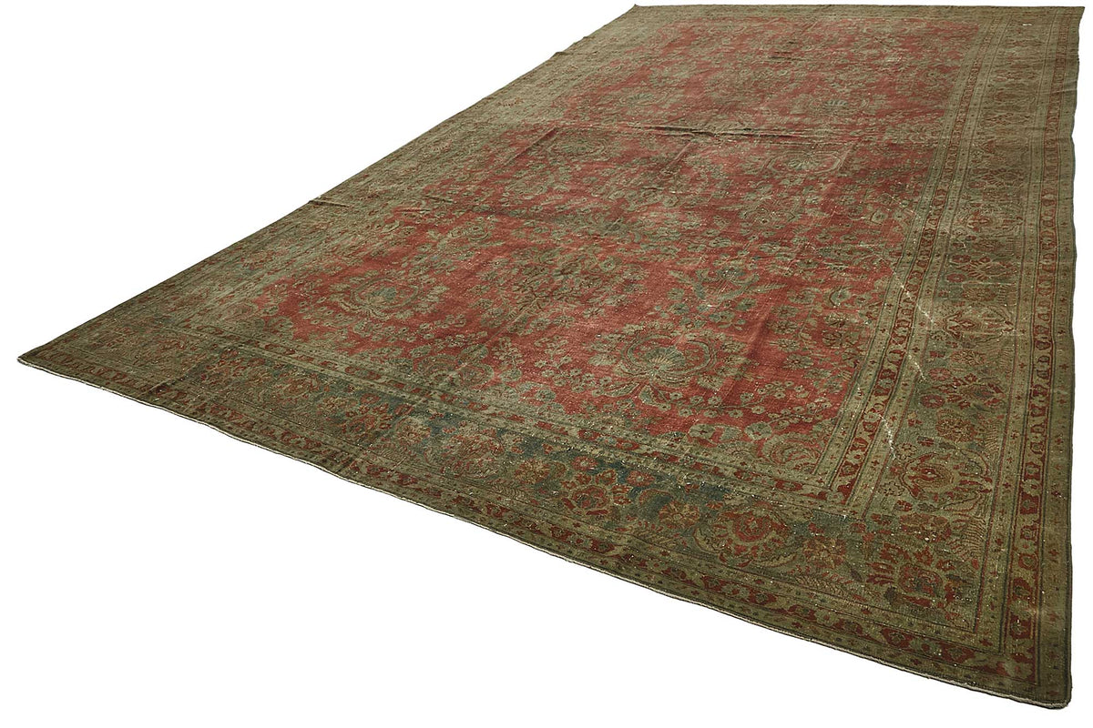 12x21 Beige Antique Persian Saruk Rug - 50117