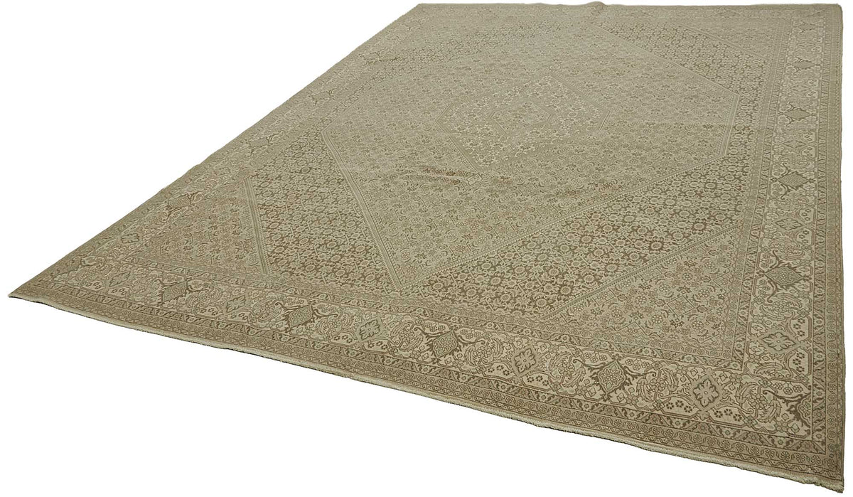 10x13 Beige Antique Persian Tabriz Rug - 50118