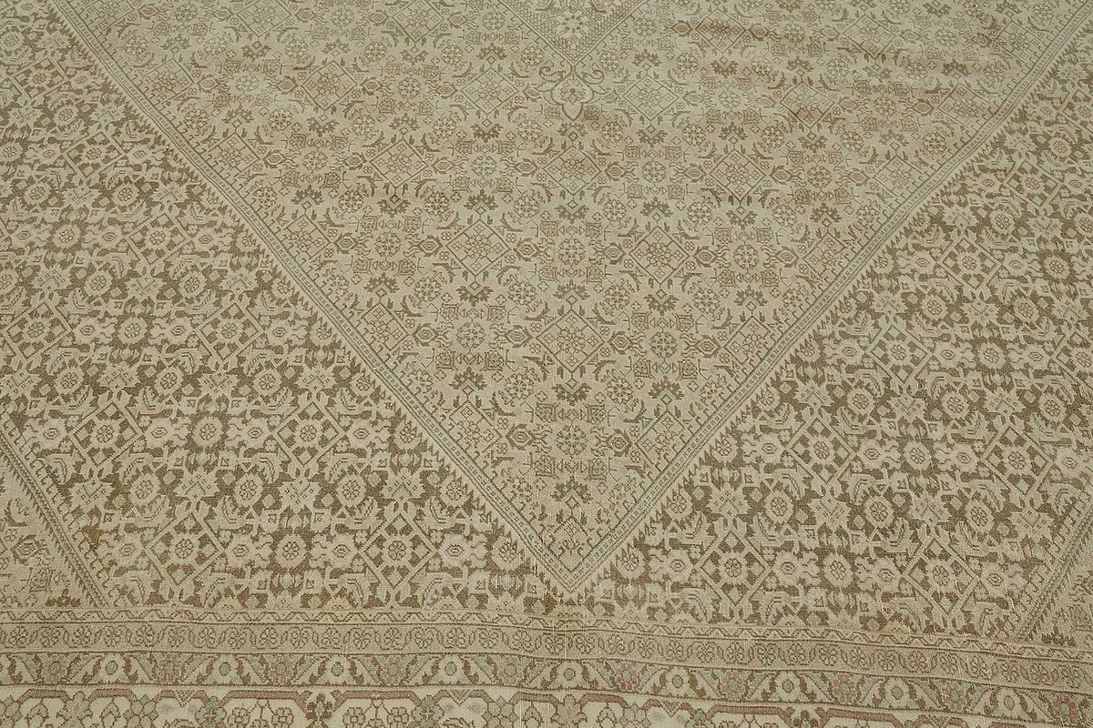 10x13 Beige Antique Persian Tabriz Rug - 50118
