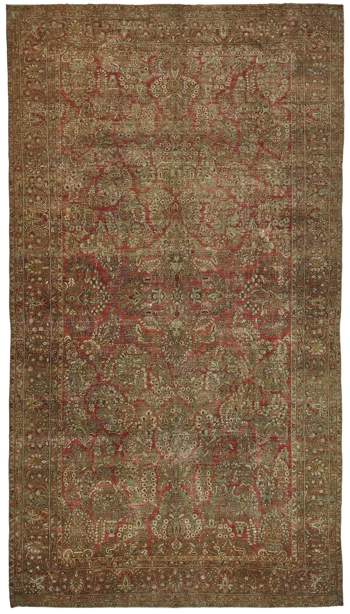 11x19 Beige Antique Persian Saruk Rug - 50120