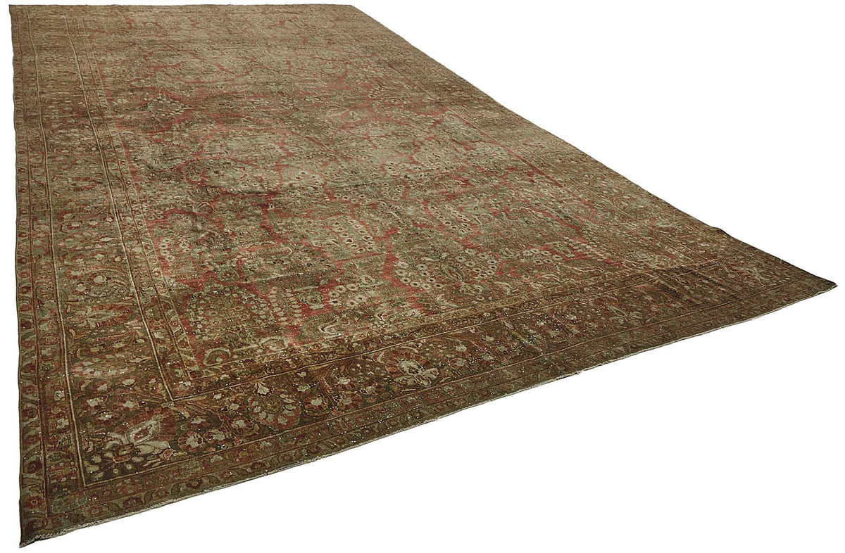 11x19 Beige Antique Persian Saruk Rug - 50120