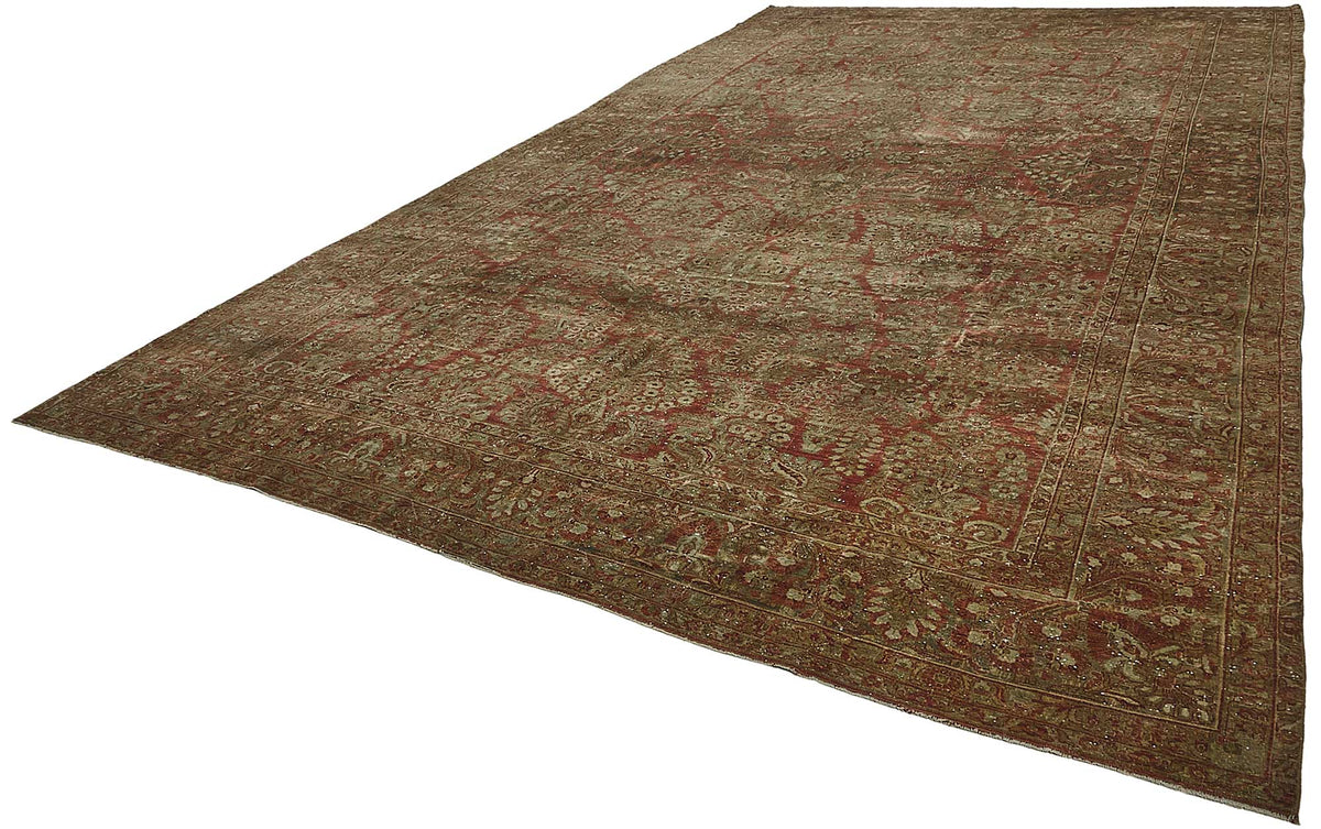 11x19 Beige Antique Persian Saruk Rug - 50120