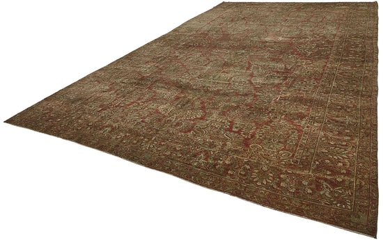 11x19 Beige Antique Persian Saruk Rug - 50120