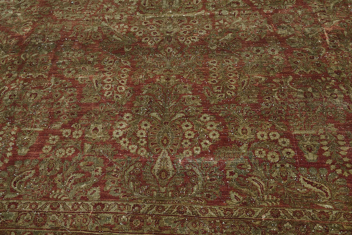 11x19 Beige Antique Persian Saruk Rug - 50120