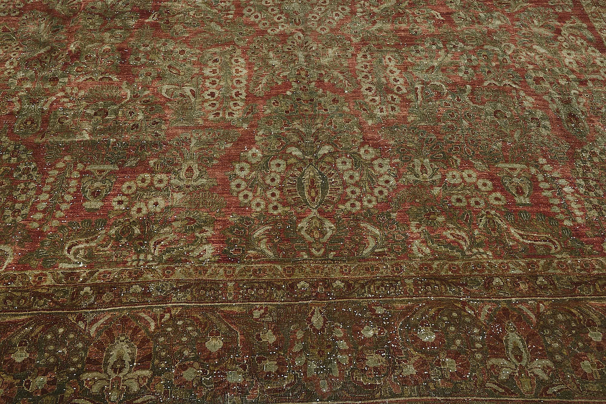 11x19 Beige Antique Persian Saruk Rug - 50120