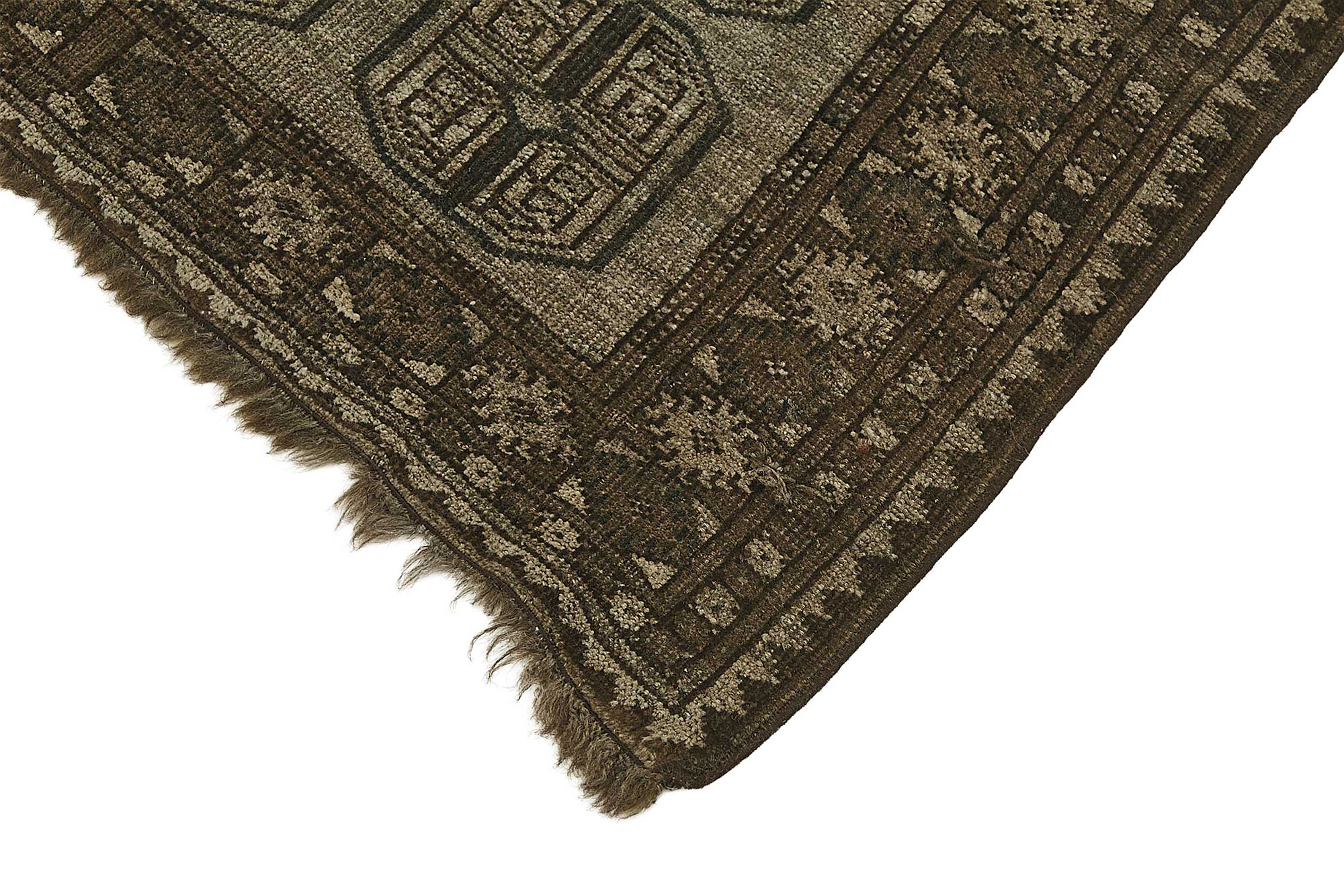 3x4 Antique Afghan Ensari Rug - Muted Charcoal & Taupe - 50121