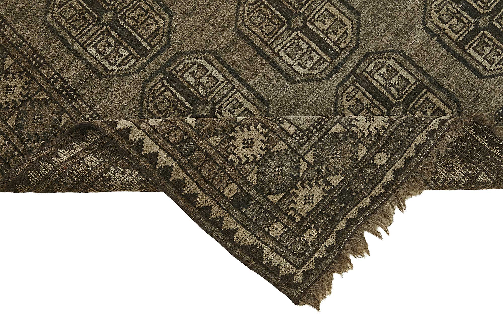 3x4 Antique Afghan Ensari Rug - Muted Charcoal & Taupe - 50121